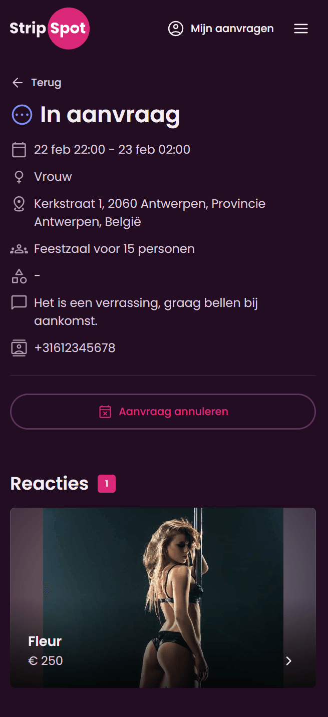Aanvraag met reactie