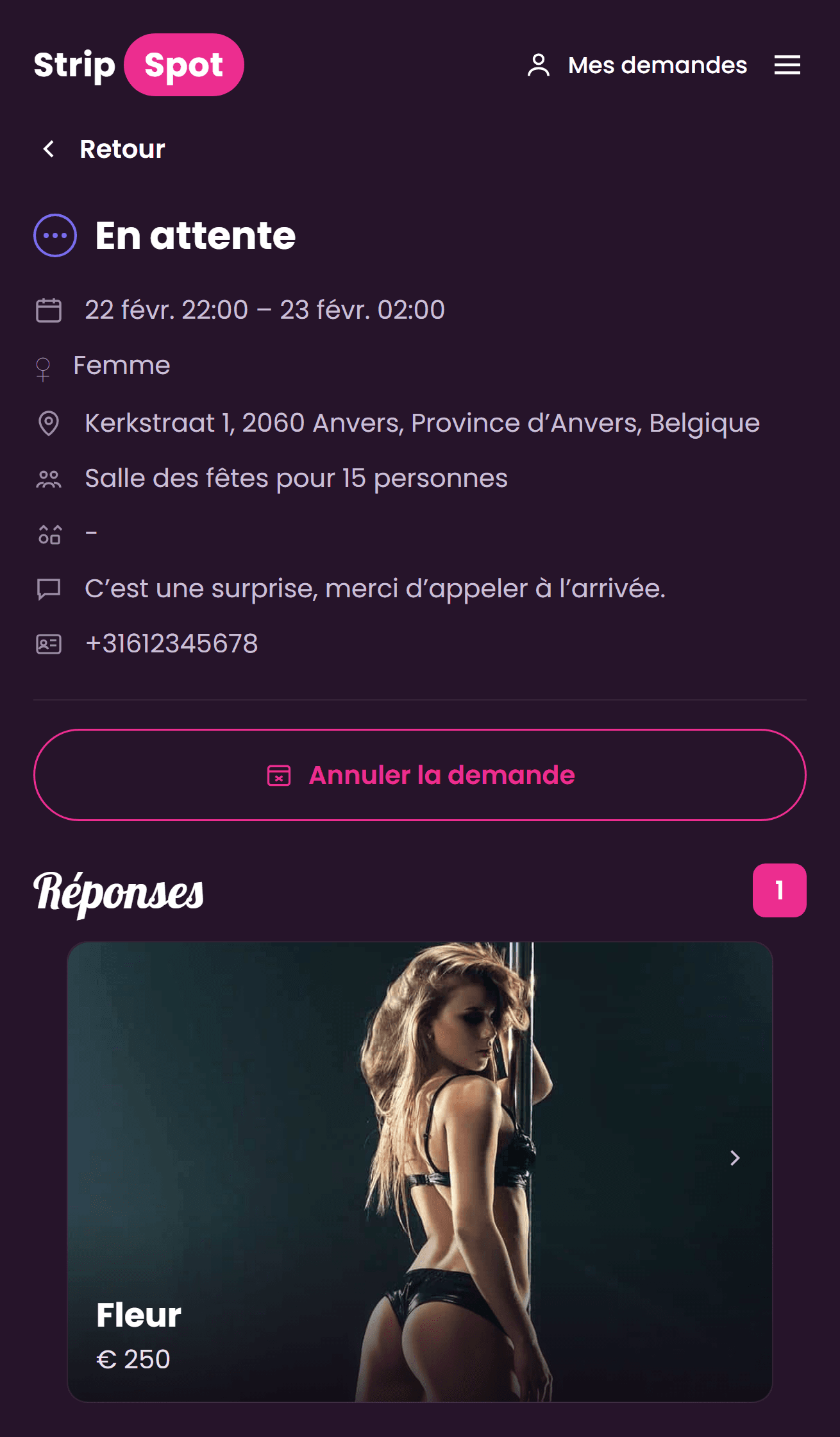 Demande avec réponse